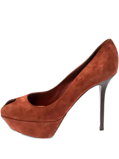 Pre-owned Sergio Rossi Vintage  125mm Cachet Platform Pumps In Orange