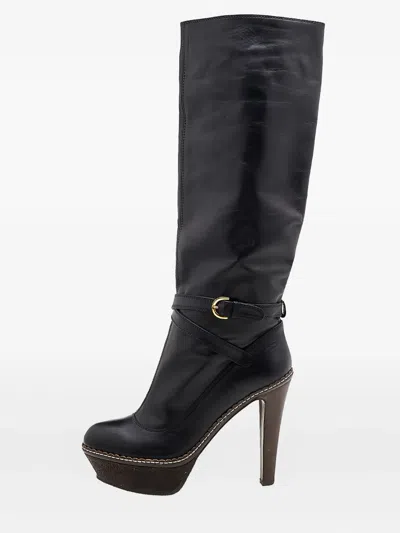 Pre-owned Sergio Rossi Vintage  125mm Leather Buckle-detail Boots