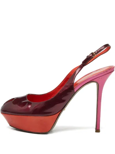 Pre-owned Sergio Rossi Vintage  135mm Slingback Pumps In Red