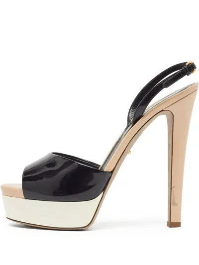 Pre-owned Sergio Rossi Vintage  150mm Platform Peep-toe Pumps