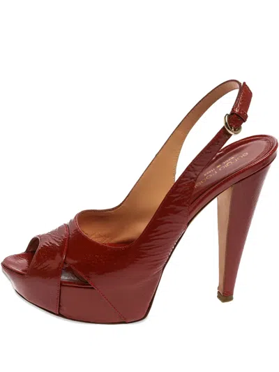 Pre-owned Sergio Rossi Vintage  75mm Slingback Sandals In Red
