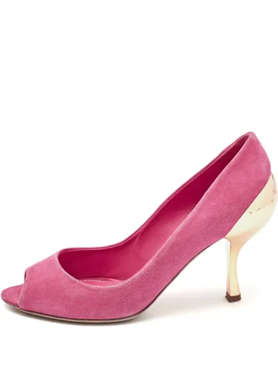 Pre-owned Sergio Rossi Vintage  85mm Peep-toe Suede Pumps