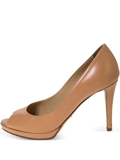 Pre-owned Sergio Rossi Vintage  95mm Peep-toe Leather Pumps