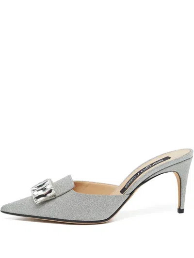 Pre-owned Sergio Rossi Vintage  Crystal-embellished Pointed-toe Mules
