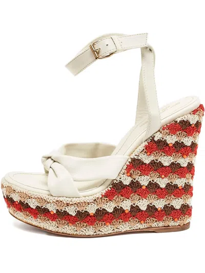 Pre-owned Sergio Rossi Vintage  Knotted-detail Wedge Sandals In White