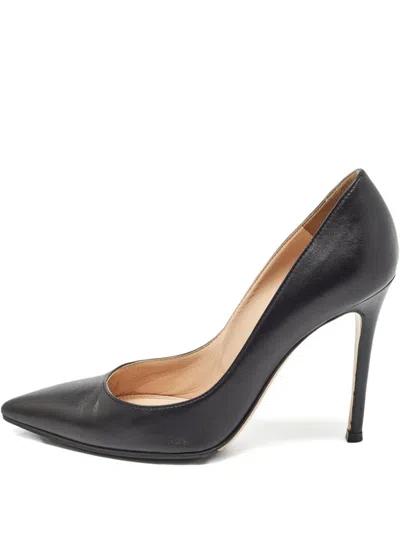 Pre-owned Sergio Rossi Vintage  Leather Pointed-toe Pumps In Black
