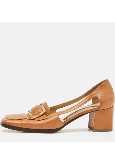 Pre-owned Sergio Rossi Vintage  Leather Pumps In Brown