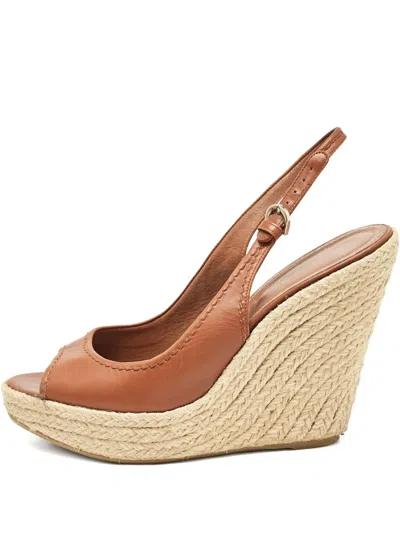Pre-owned Sergio Rossi Vintage Leather Wedge Sandals