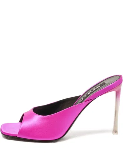 Pre-owned Sergio Rossi Vintage Satin Heeled Sandals In Pink