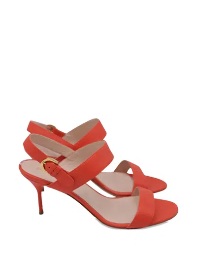Pre-owned Sergio Rossi Vintage Slingback Leather Sandals In Orange