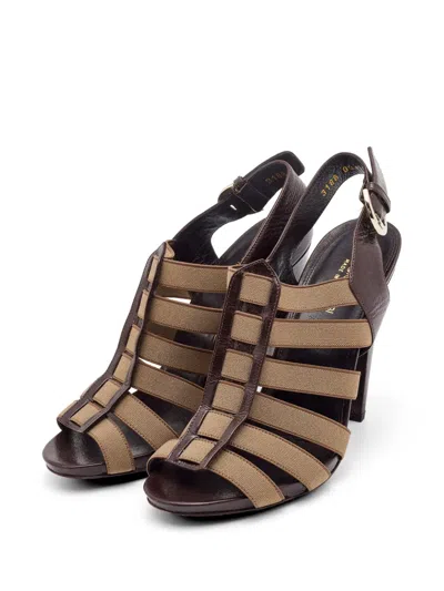 Pre-owned Sergio Rossi Vintage Strappy Elastic Sandals In Brown