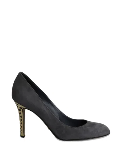 Pre-owned Sergio Rossi Vintage Suede Heeled Pumps In Gray