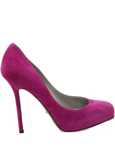 Pre-owned Sergio Rossi Vintage Suede Heeled Pumps In Pink