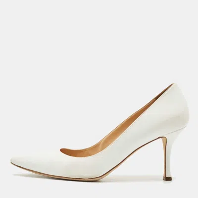 Sergio Rossi White Leather Pointed Toe Pumps