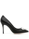 Sergio Rossi 90mm Crystal-buckle Pumps In Black