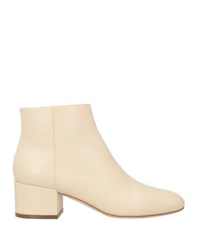 Sergio Rossi Woman Ankle Boots Beige Size 11 Leather