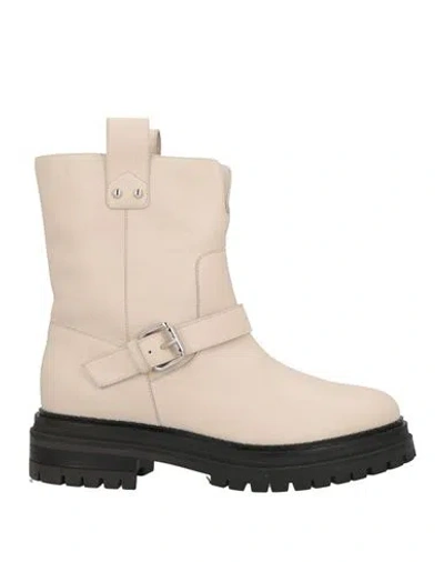 Sergio Rossi Woman Ankle Boots Beige Size 7 Leather In Neutral
