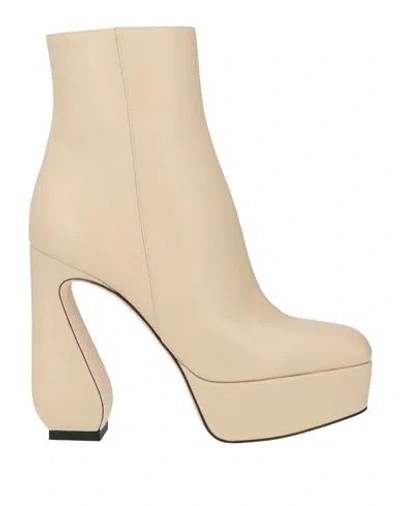 Sergio Rossi Woman Ankle Boots Beige Size 8.5 Leather