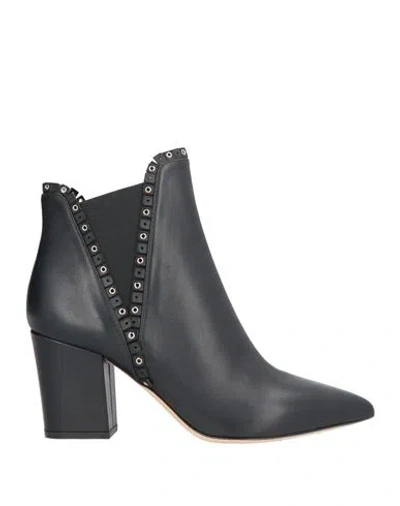 Sergio Rossi Woman Ankle Boots Black Size 11 Leather