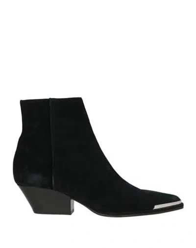 Sergio Rossi Woman Ankle Boots Black Size 11 Leather