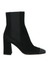 Sergio Rossi Woman Ankle Boots Black Size 5 Soft Leather, Textile Fibers In Black