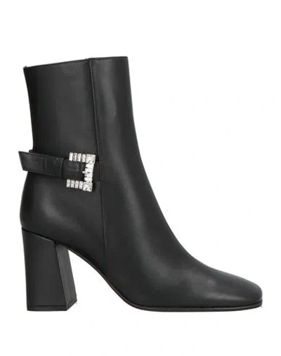 Sergio Rossi Woman Ankle Boots Black Size 5.5 Leather In Multi