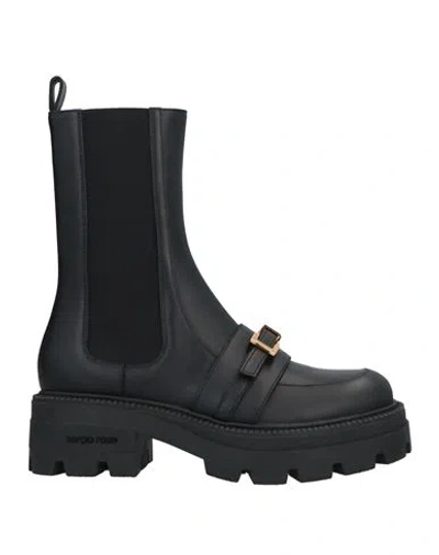 Sergio Rossi Woman Ankle Boots Black Size 6 Calfskin