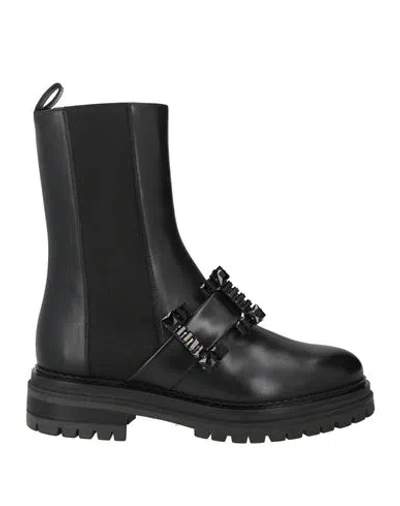 Sergio Rossi Woman Ankle Boots Black Size 7 Calfskin