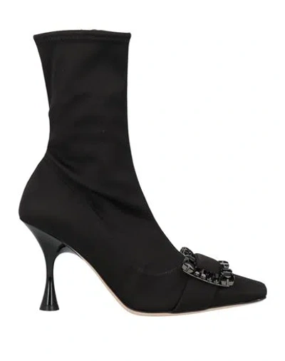 Sergio Rossi Woman Ankle Boots Black Size 7 Textile Fibers