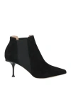 Sergio Rossi Woman Ankle Boots Black Size 7.5 Leather In Black
