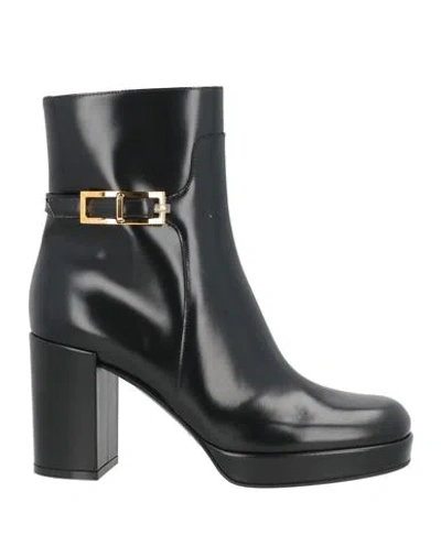 Sergio Rossi Woman Ankle Boots Black Size 7.5 Leather