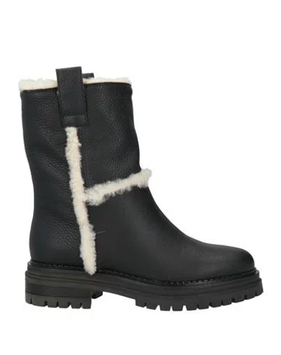 Sergio Rossi Woman Ankle Boots Black Size 7.5 Shearling