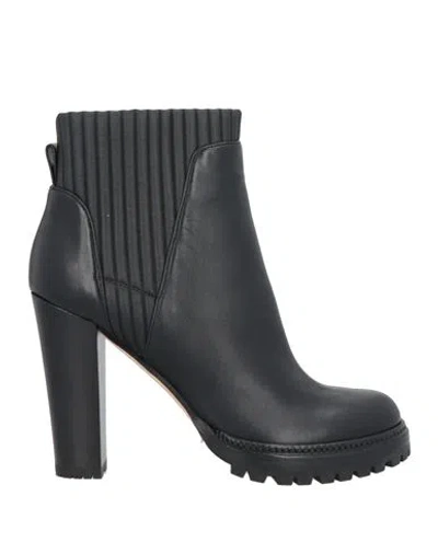 Sergio Rossi Woman Ankle Boots Black Size 8 Leather