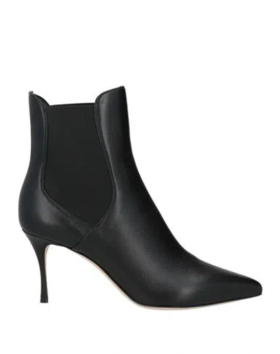 Sergio Rossi Woman Ankle Boots Black Size 8 Leather