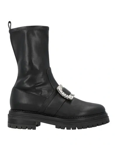 Sergio Rossi Woman Ankle Boots Black Size 8 Leather