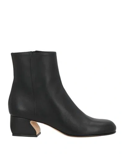 Sergio Rossi Woman Ankle Boots Black Size 8 Leather