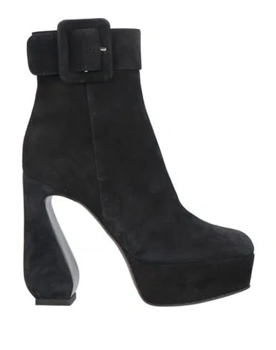 Sergio Rossi Woman Ankle Boots Black Size 8 Leather