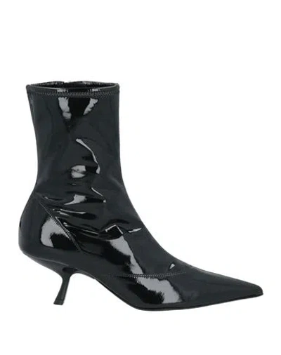 Sergio Rossi Woman Ankle Boots Black Size 8 Textile Fibers