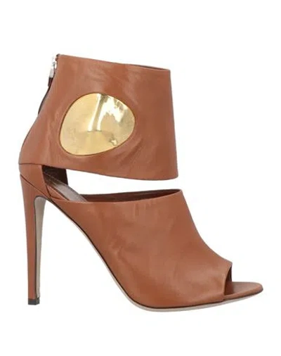 Sergio Rossi Woman Ankle Boots Brown Size 11 Leather