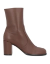 Sergio Rossi Woman Ankle Boots Brown Size 5 Leather In Brown