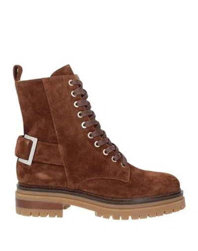 Sergio Rossi Woman Ankle Boots Brown Size 7 Leather