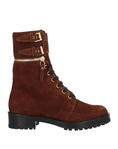 Sergio Rossi Woman Ankle Boots Brown Size 8 Leather