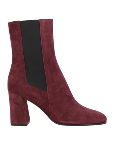 Sergio Rossi Woman Ankle Boots Burgundy Size 6 Soft Leather In Red