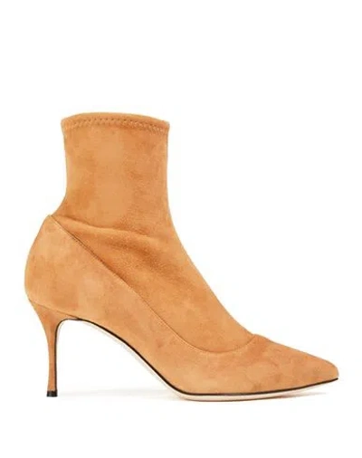 Sergio Rossi Woman Ankle Boots Camel Size 5 Soft Leather In Beige