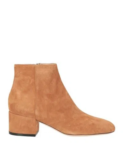 Sergio Rossi Woman Ankle Boots Camel Size 8.5 Leather In Brown