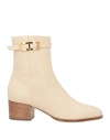 Sergio Rossi Woman Ankle Boots Cream Size 6.5 Soft Leather In White