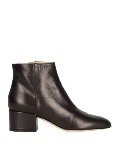 Sergio Rossi Woman Ankle Boots Dark Brown Size 6 Leather