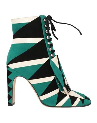 Sergio Rossi Woman Ankle Boots Emerald Green Size 6 Leather