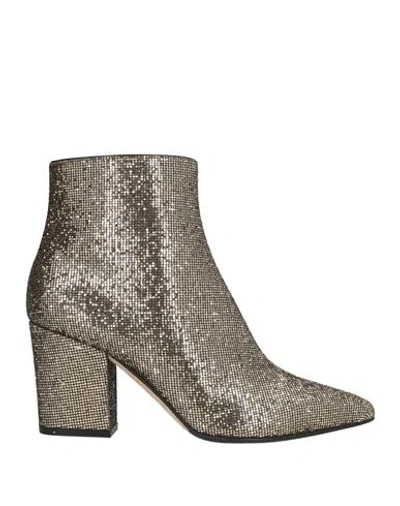 Sergio Rossi Woman Ankle Boots Gold Size 8 Textile Fibers