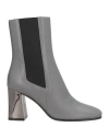 Sergio Rossi Woman Ankle Boots Grey Size 4.5 Leather In Gray